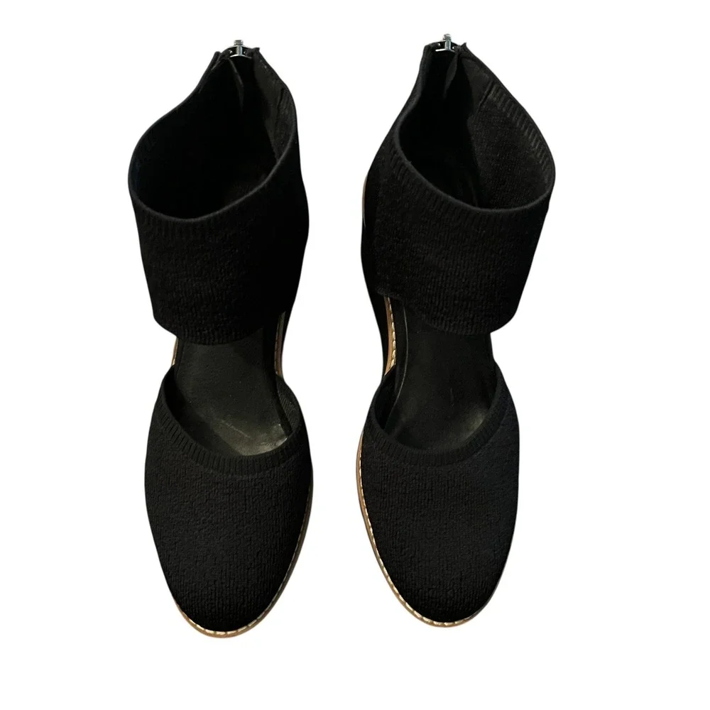 Eileen Fisher Black Alec Round-Toe Stretch Wedges 8